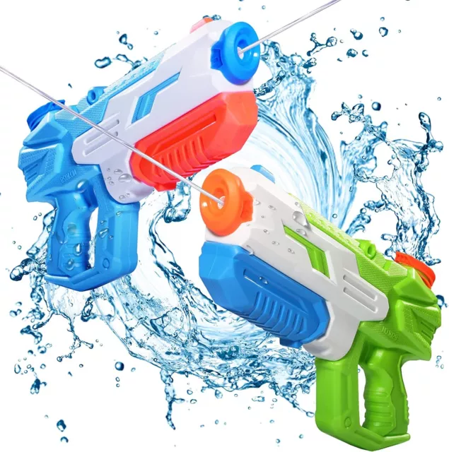 2x Wasserpistole 10-11M Pistole Water Gun Reichweite Pump Wasser-Pistole 650ml