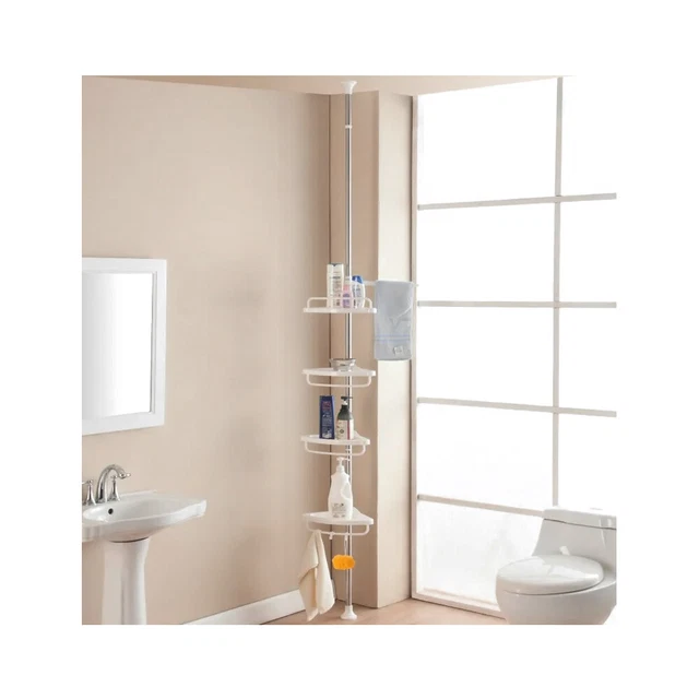 Simplehuman Spann-Duschcaddy - Teleskopregal 1.5-2.4 M, Ohne Bohren, Edelstahl/Aluminium