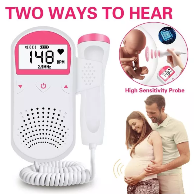 Baby Fetal Doppler Detector Heart Beat Rate Probe Prenatal Monitor Ultrasonic