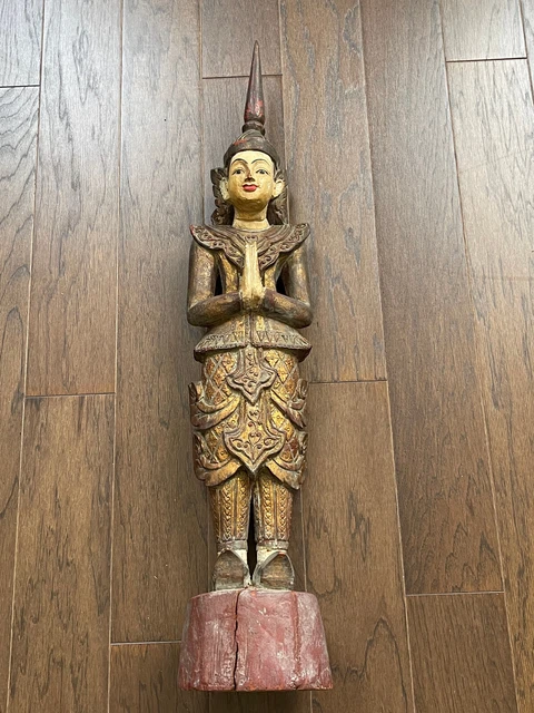 RARE Antique Burmese Temple Guard Statue Spirit Protector Buddha Thai Teppanom