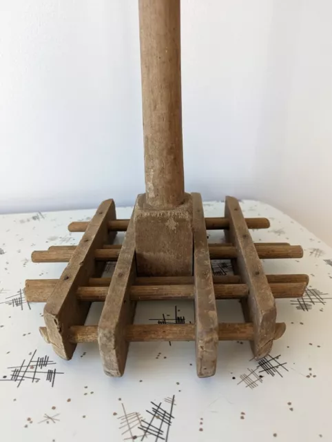 Antique Wood Primitive Dasher Masher Plunger For Stoneware Butter Churn 49.5"