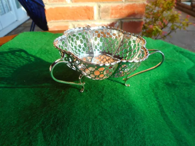 ART NOUVEAU SOLID STERLING SILVER PIERCED WORK BON BON DISH EDWARDIAN 1909 70g
