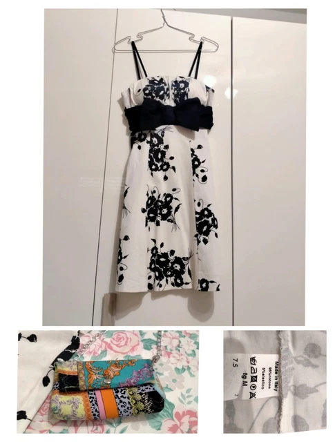 Abito corto bianco e nero da cerimonia vestito per matrimonio elegante