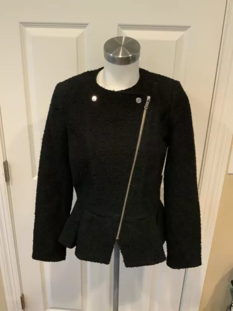 MICHAEL: Michael Kors Black Wool Moto Jacket, Size 2