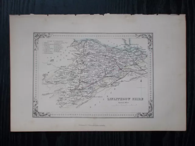 Linlithgow Shire Linlithgowshire Fullarton Antique Victorian Map c 1860