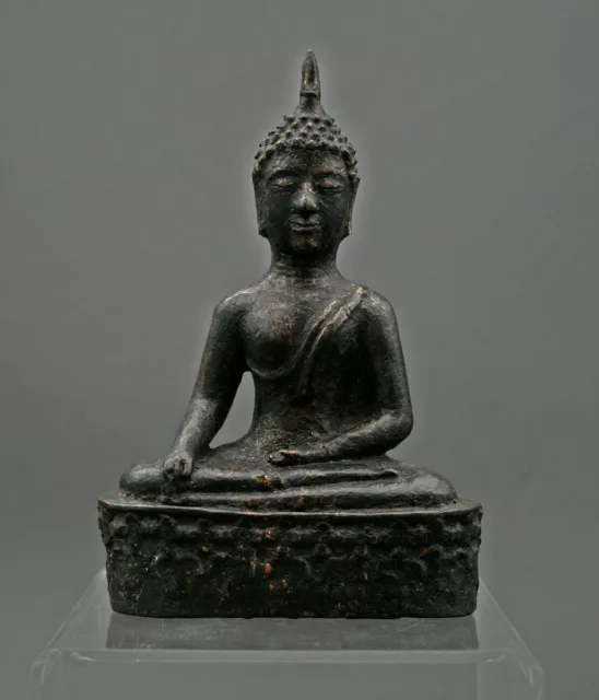 Antique Bronze Buddha Thai C15/C16th Bhumisparsha Mudra Buddhist Sculpture