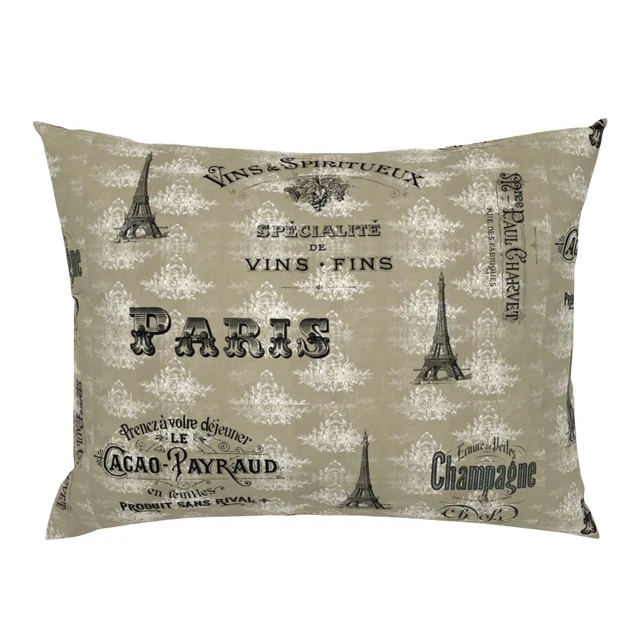 Paris Tan Toile Collage Taupe Wine Chocolate French Pillow Sham by Spoonflower