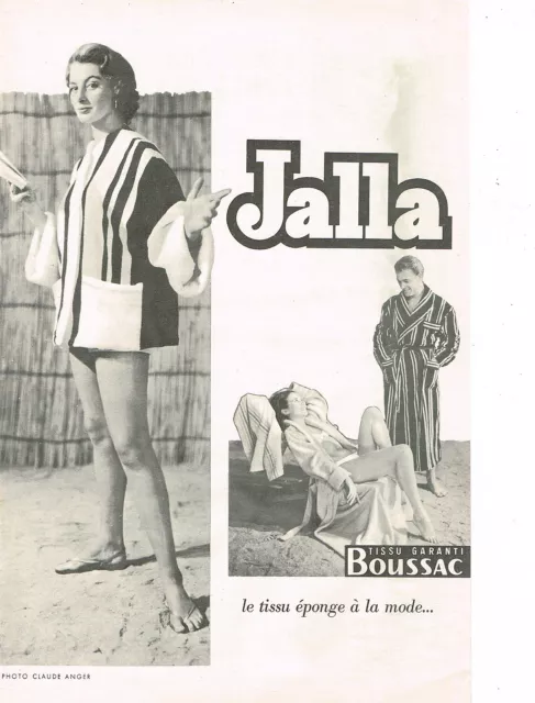 PUBLICITE ADVERTISING 014   1954   BOUSSAC JALLA  tissu éponge peignoir bain