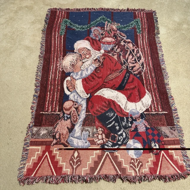 Jeté De Noël Tapestry American Greetings Santa St Nick - Avec Franges, Occasion