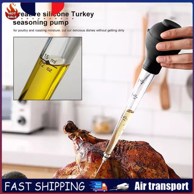 Turkey Baster Syringe Set, Meat Marinade Injector with Needles Cleaning Brush FR