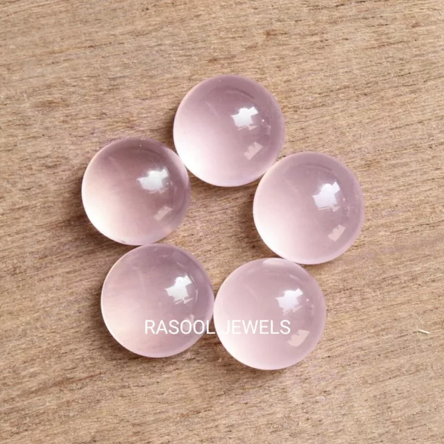 8x8 mm Round Rose Quartz Cabochon Loose Gemstone Wholesale Lot Jewelry Making