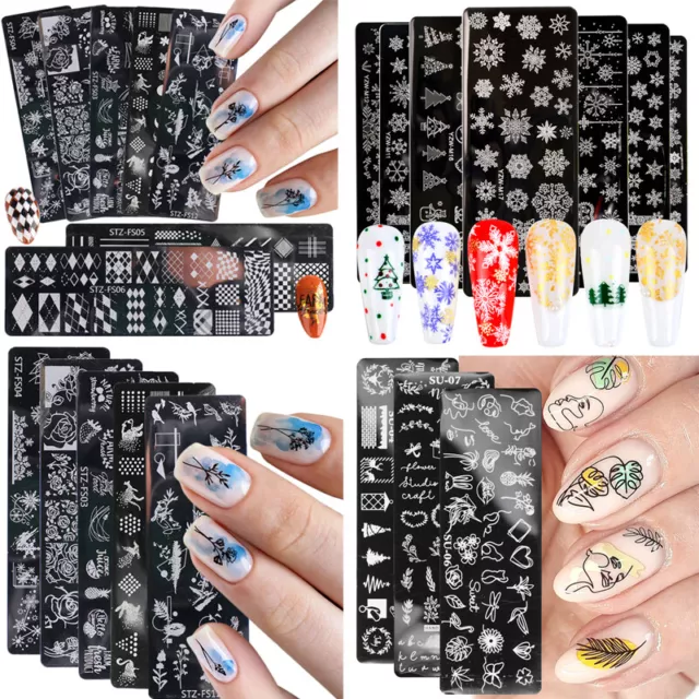 Reusable Nail Art Stamping Plates Flower Nail Stencils Template -Gels Polish DI☆