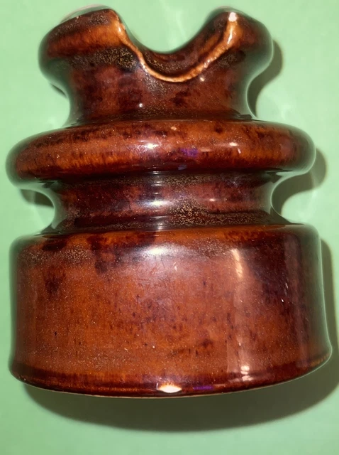 Vintage Rare Locke HI-Top 77 USA Porcelain Electrical Insulator Chocolate Brown 2