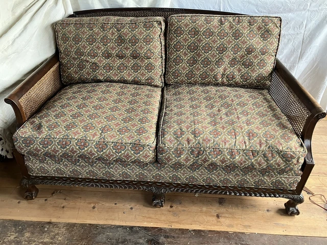 Edwardian bergere 3 Piece Suite 2 seater sofa 2 armchairs gothic upholstery