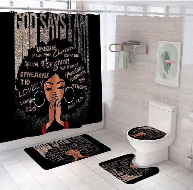 Sparkling African American Girl Bathroom Sets, Shower Curtain Sets