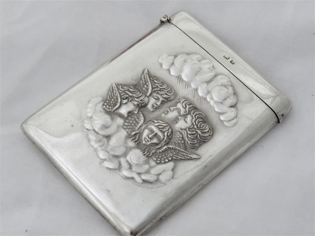 Solid Sterling Silver Card Case - Cherub Choir Birmingham 1910