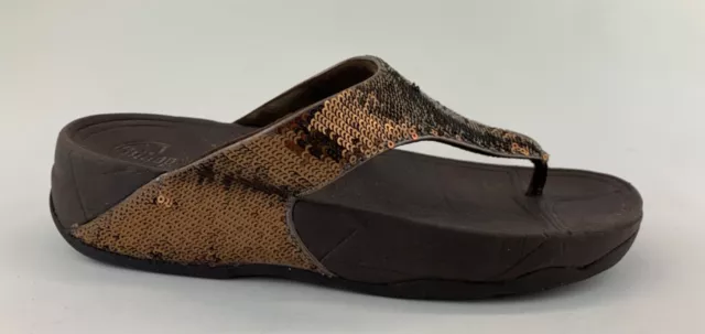 FitFlop Womens Flip Flop Sandals Sequin Detail Sz US 8 EU 39