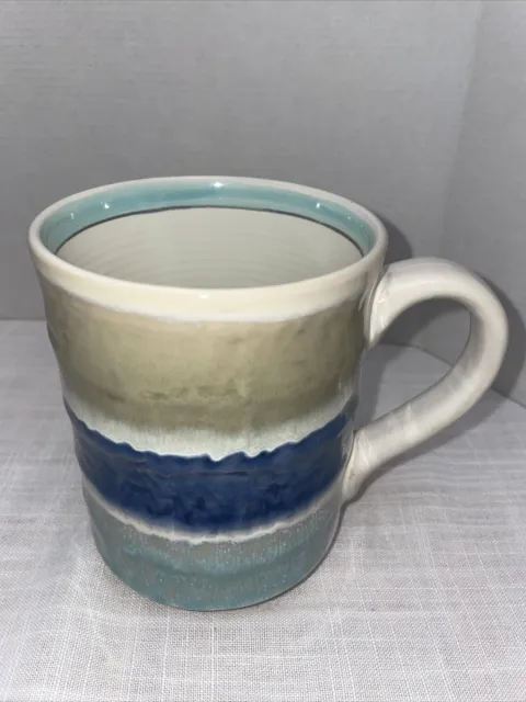 Pier 1 Imports Coffee Tea Mug Footed Cup Large XL 22 Oz, Blue Sand Ran Turquoise