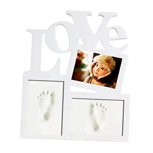 Love Baby Handprint Kit & Footprint Photo Wood Frame Clay Set for Newborn #6