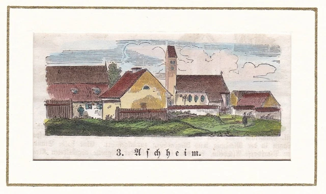 Aschheim LK München Oberbayern Bayern Holzstich woodcut 1880