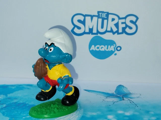 Figurine Schleich Schtroumpfs Rugby Casque Blanc 1980 - Vintage Smurf