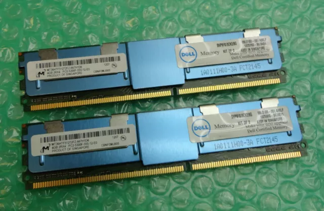 8GB (2 x 4GB) Micron Dell SNP9F035CK2/8G PC2-5300F DDR2 FBDIMM ECC Server Memory