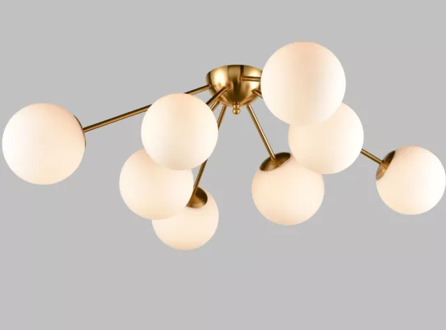 Modern Globe Semi Flush Mount Ceiling Light 8 Light Mid Century Chandeliers