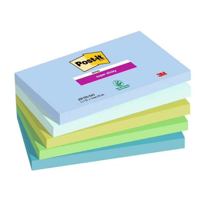 Blocco Post it® Super Sticky - 655-5SS- OAS - 76 x 127 mm - colori Oasis - 90 fo