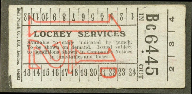Lockey Bus Services Bishop Auckland UK tcket 1 1/2d