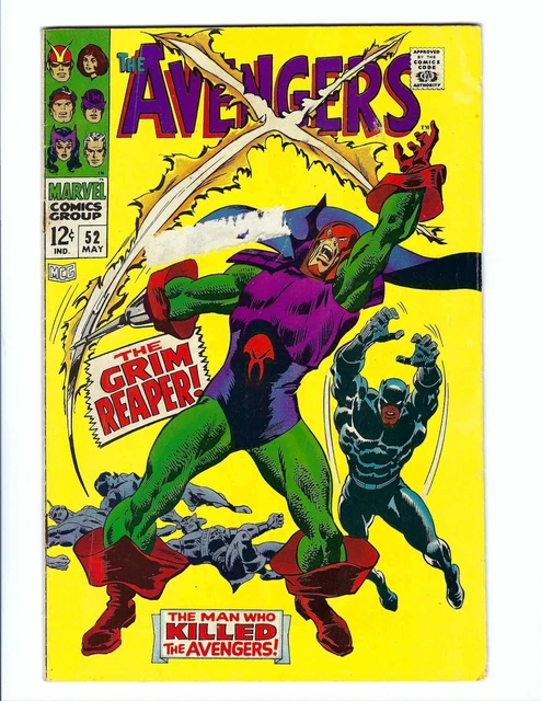Avengers 52, VG/FN 5.0, Silver Age, Marvel 1968, John Buscema, 1st Grim Reaper
