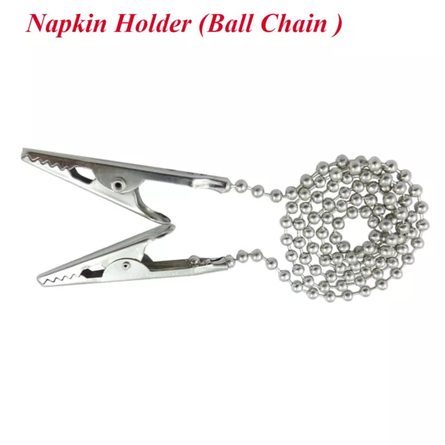 Napkin Holder Dental Lab Bib Crocodile Clip Flexible Metal Ball Chain Surgical