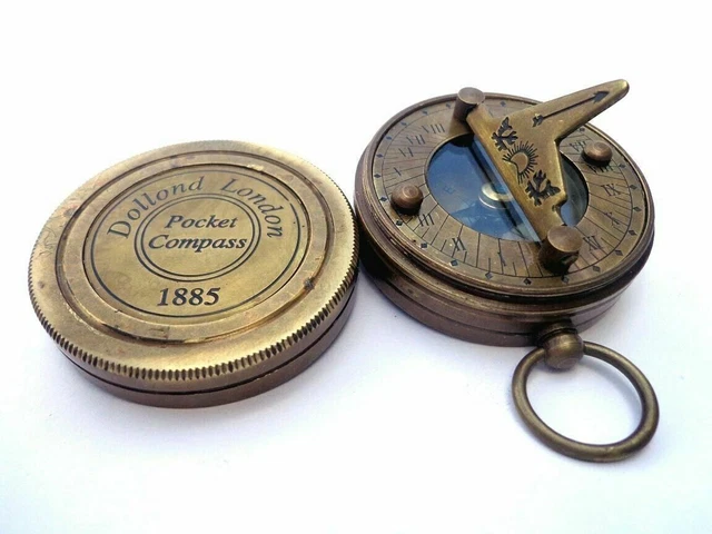 Brass Sundial Compass Vintage Dollond London Nautical Antique compasses solid
