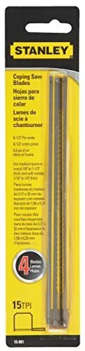 Stanley Hand Tools 15-061 6-1/2" 15 TPI Coping Saw Blades (4 Per Pack)