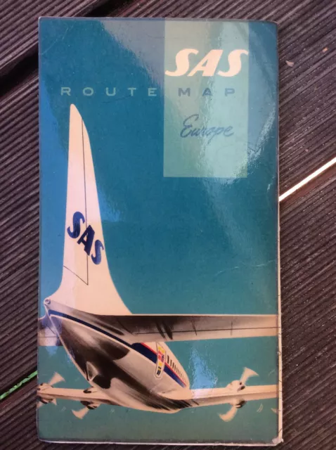 SAS  Scandinavian Air Service Route Map (retro)