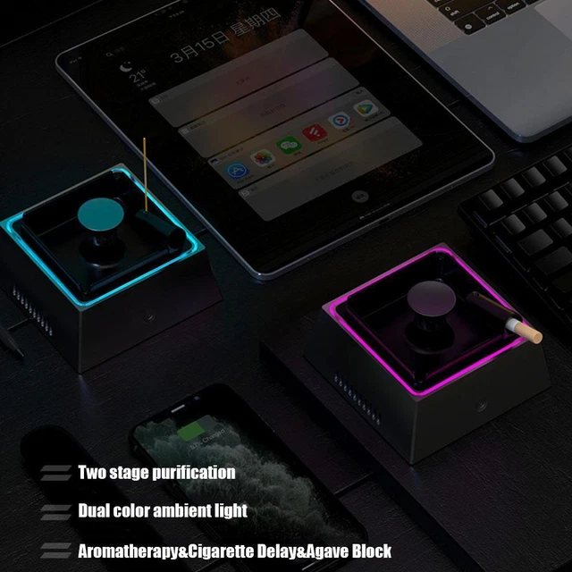 Cenicero multifuncional sin humo para fumador de cigarrillos recargable NUEVO USB B5P0