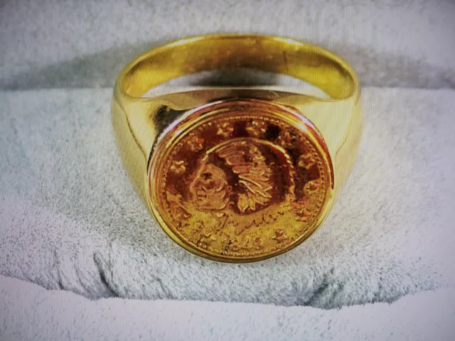 MEN'S SOLID 14K Yellow Gold Heavy coin Ring Size- 11- 13.9 Grams. $769. ...