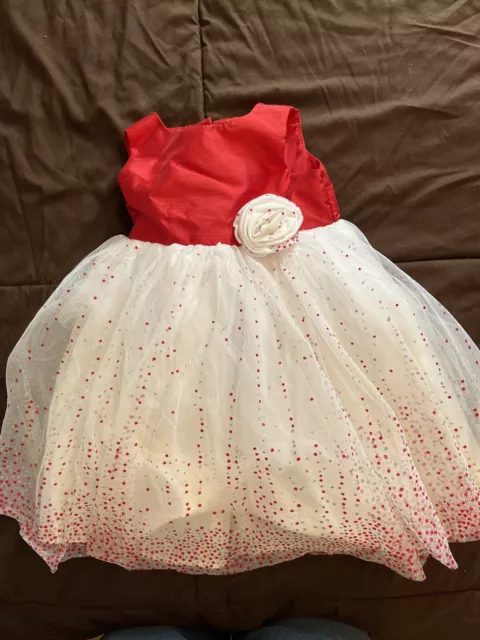 Holiday Editions Baby Girls 2T Special Occasion Dress Red W/ White Tulle Skirt