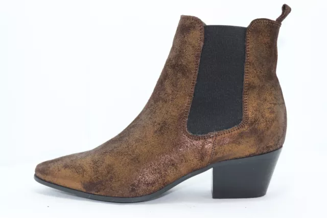 SAN MARINA Bottines Cuir Noir Doré Taille 37 TBE
