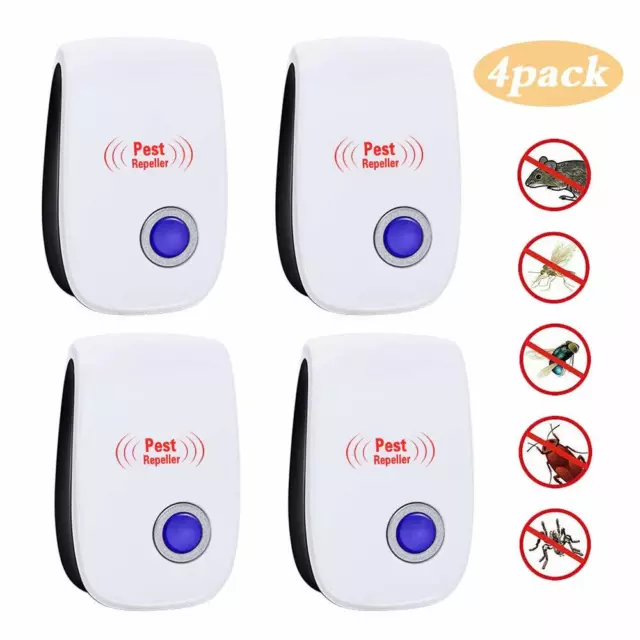 4Stk Electronic Ultrasonic Pest Reject Mosquito Cockroach Killer Repeller Mouse