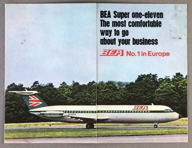 Bea British European Airways Bac1-11 Airline Brochure Cutaway Super One-Eleven