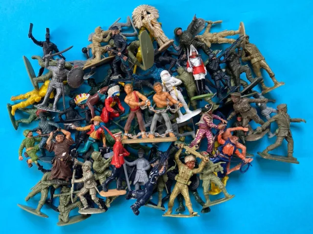 Vintage Plastic Toy Soldiers Job Lot 70+ Figures TIMPO * BRITAINS * AIRFIX * ETC