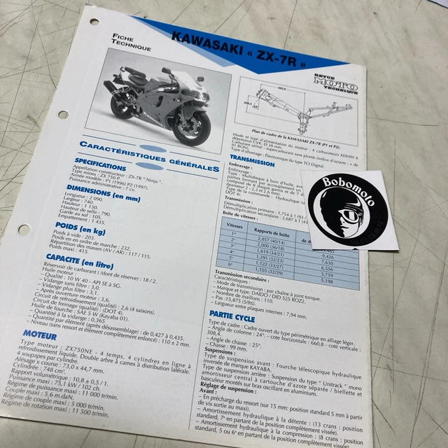 Kawasaki ZX-7R 750 P1 P2 1996 1997 ZX750P Ninja Scheda Tecnica Motocicletta Prop