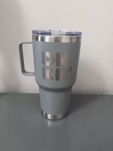 Dunkin' 28oz stainless steel tumbler With Handle Gray, NEW