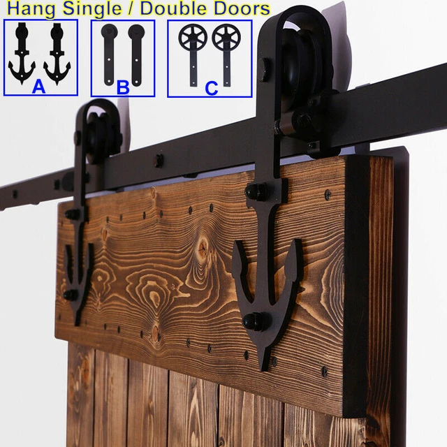 4-20FT Sliding Barn Door Hardware Closet Track Kit for Single/Double Wood Doors