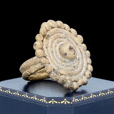 Antique Vintage Ancient Bronze Greco-Roman Hellenistic Floral Swirl Ring Sz 7