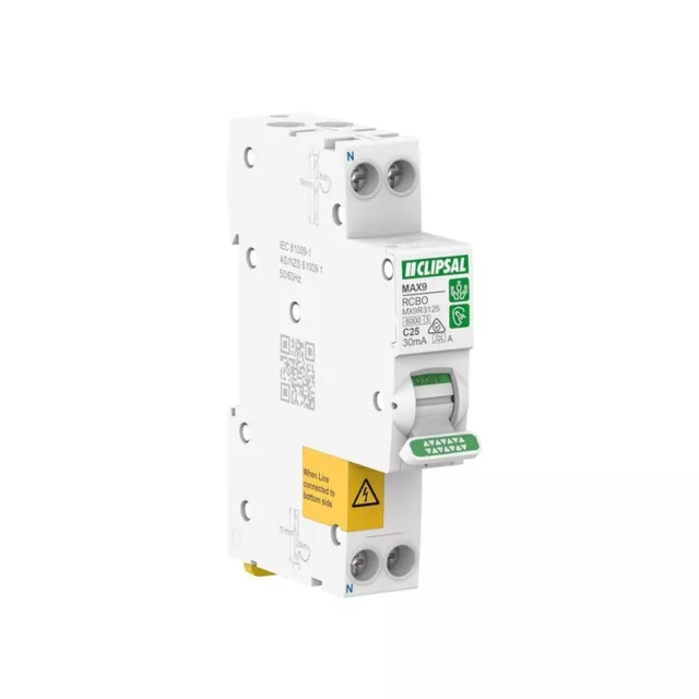 Clipsal by Schneider Electric  Clipsal MX9R3125 | 25A MAX9 RCBO 1PN C | 30mA Typ