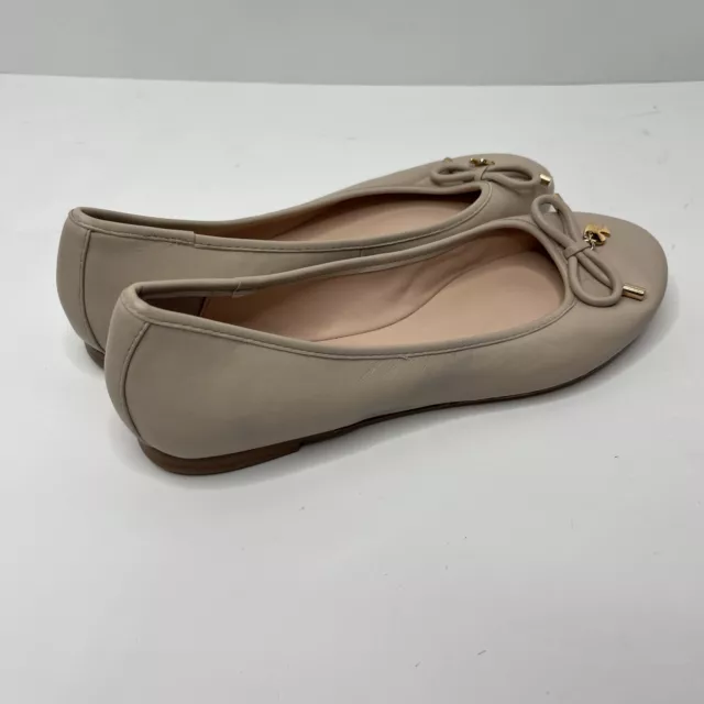 Kate Spade Willa Bow Napa Leather Ballet Flats Metallic Silver Size 7.5 $198