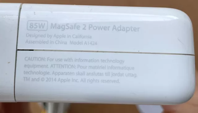 85W Originale Apple Alimentatore Macbook A1398 Magsafe 2 A1424 Caricabatterie 3