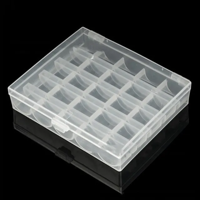 Caja de bobinas herramienta de costura transparente soporte de almacenamiento organizador transparente 25 rejillas 11
