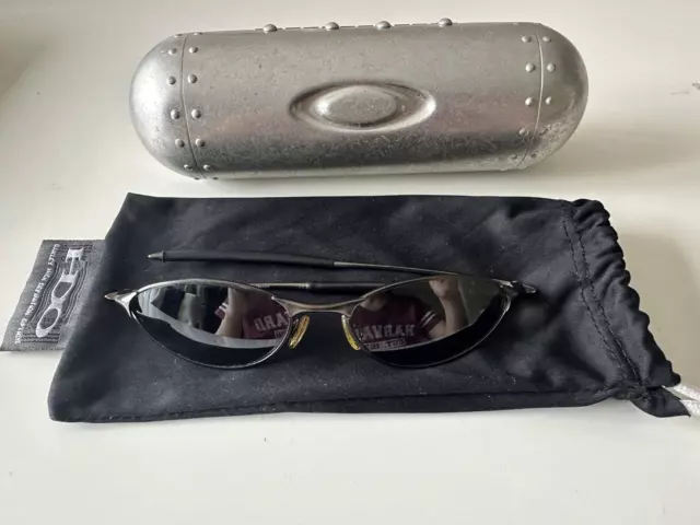 OAKLEY TEASPOON SUNGLASSES Pewter Frames Black Iridium Lenses with Metal Case